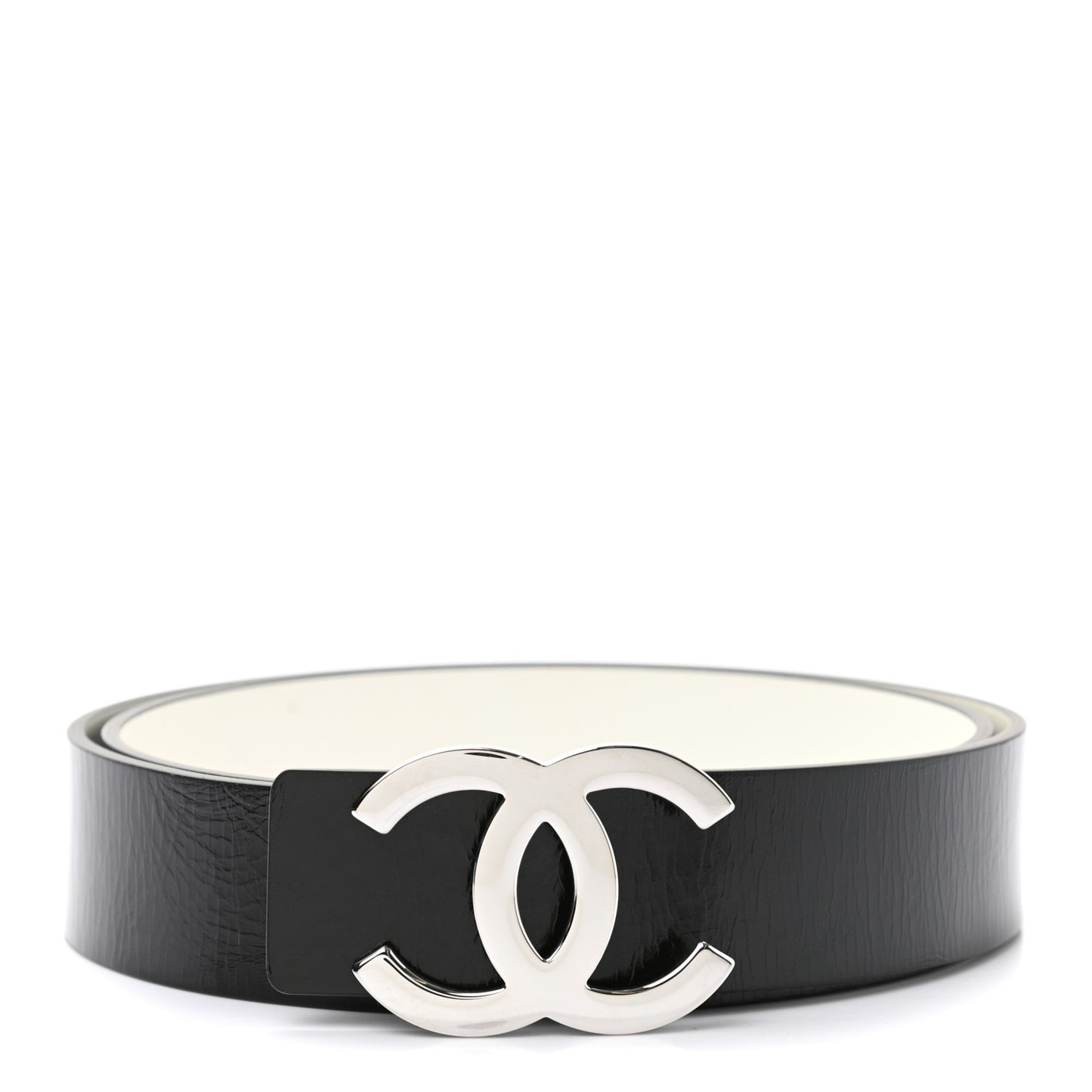 Patent Calfskin CC Reversible Belt 95 Black White