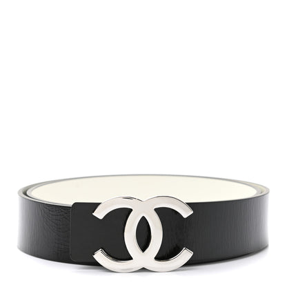 Chanel Patent Calfskin CC Reversible Belt 95 Black White 1 of 10