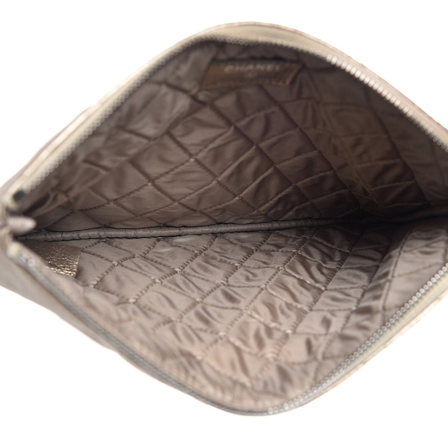 Metallic Lambskin Quilted Medium Cosmetic Case Gold