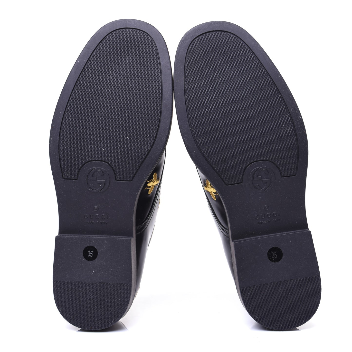 Patent Bee Star Embroidered Womens Derby Loafers 35 Black