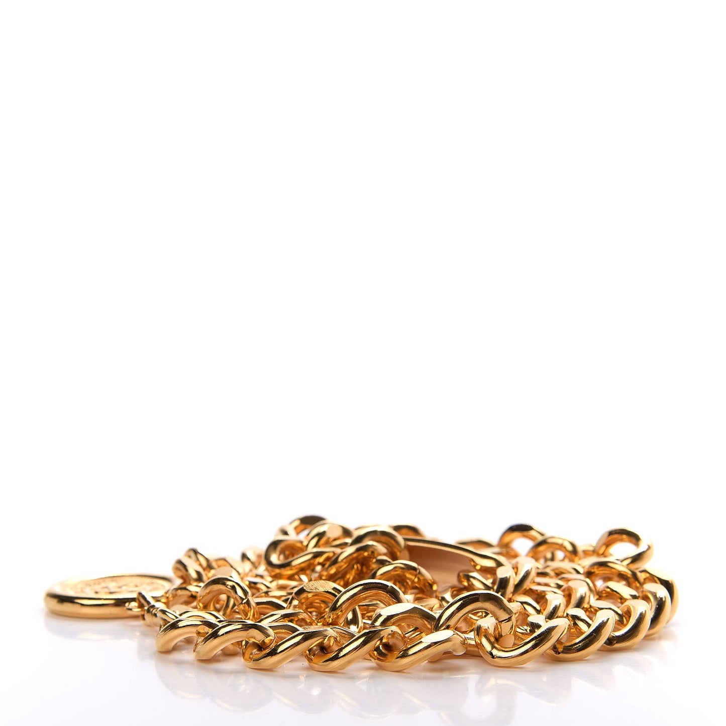 Metal Chain CC Medallion Belt Gold
