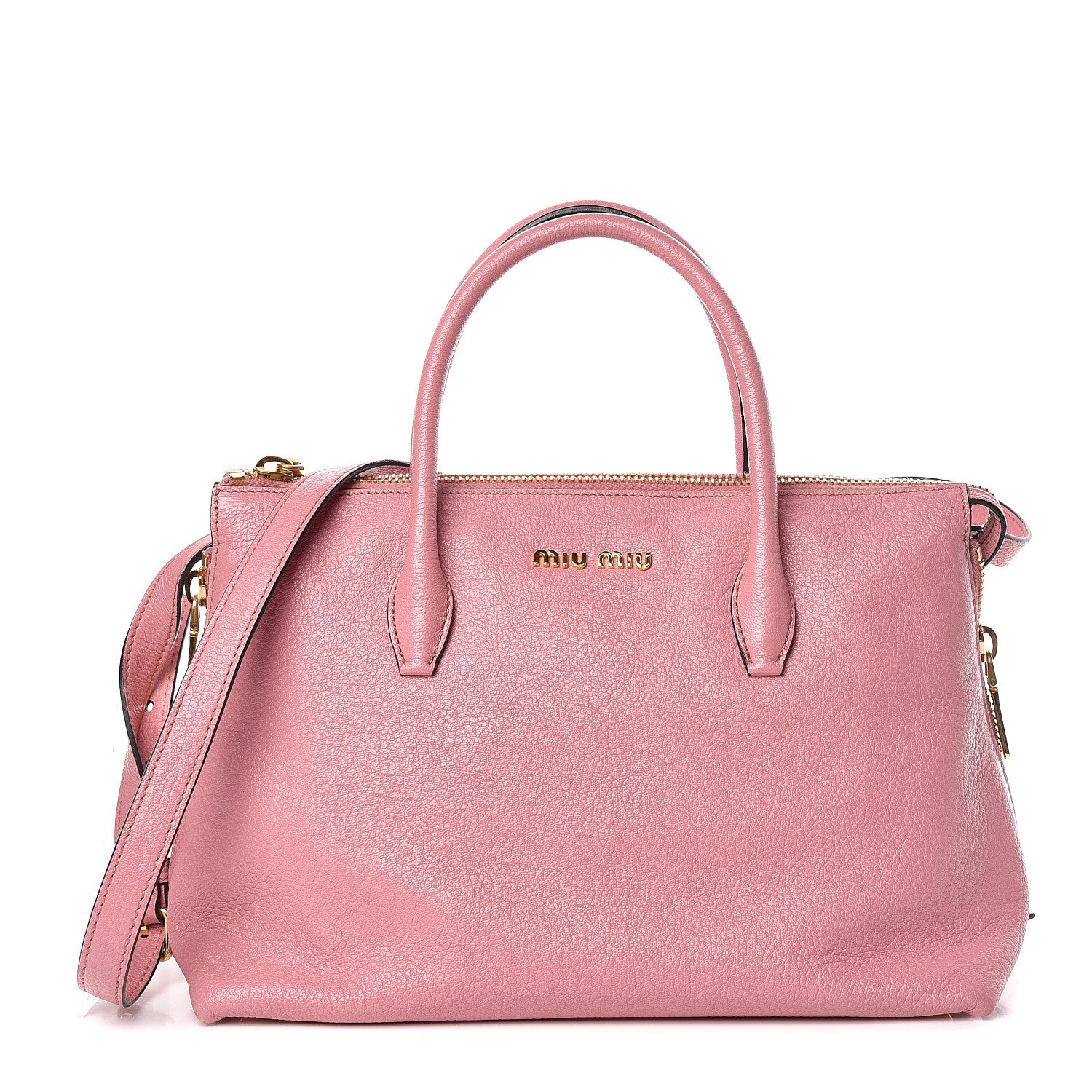 Miu Miu Goatskin Madras Zip Tote Rosa 1 of 14