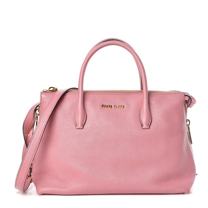 Miu Miu Goatskin Madras Zip Tote Rosa 1 of 14