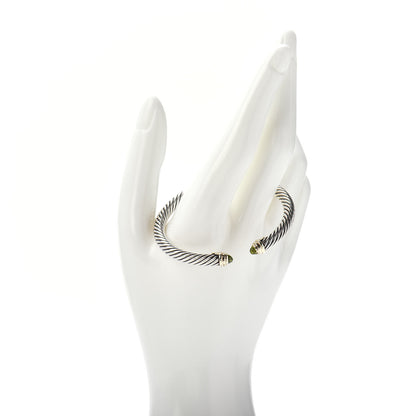 David Yurman Sterling Silver 14K Yellow Gold Peridot 5mm Cable Classics Petite Color Bracelet 2 of 4