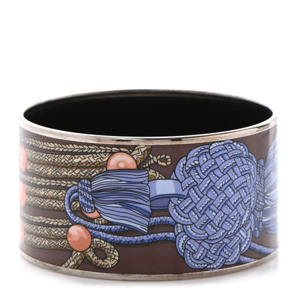 Hermes Enamel Printed Brandebourgs Extra Wide Bracelet 65 Passe Brown 1 of 6