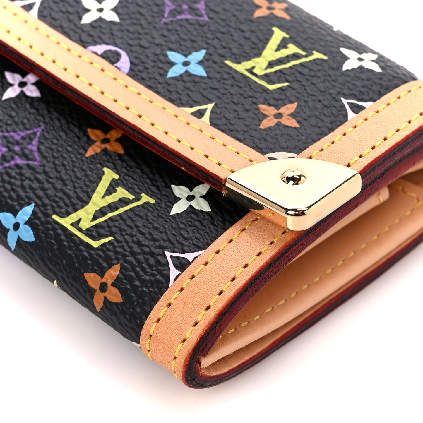 Monogram Multicolor Porte-Monnaie Plat Coin Purse Black