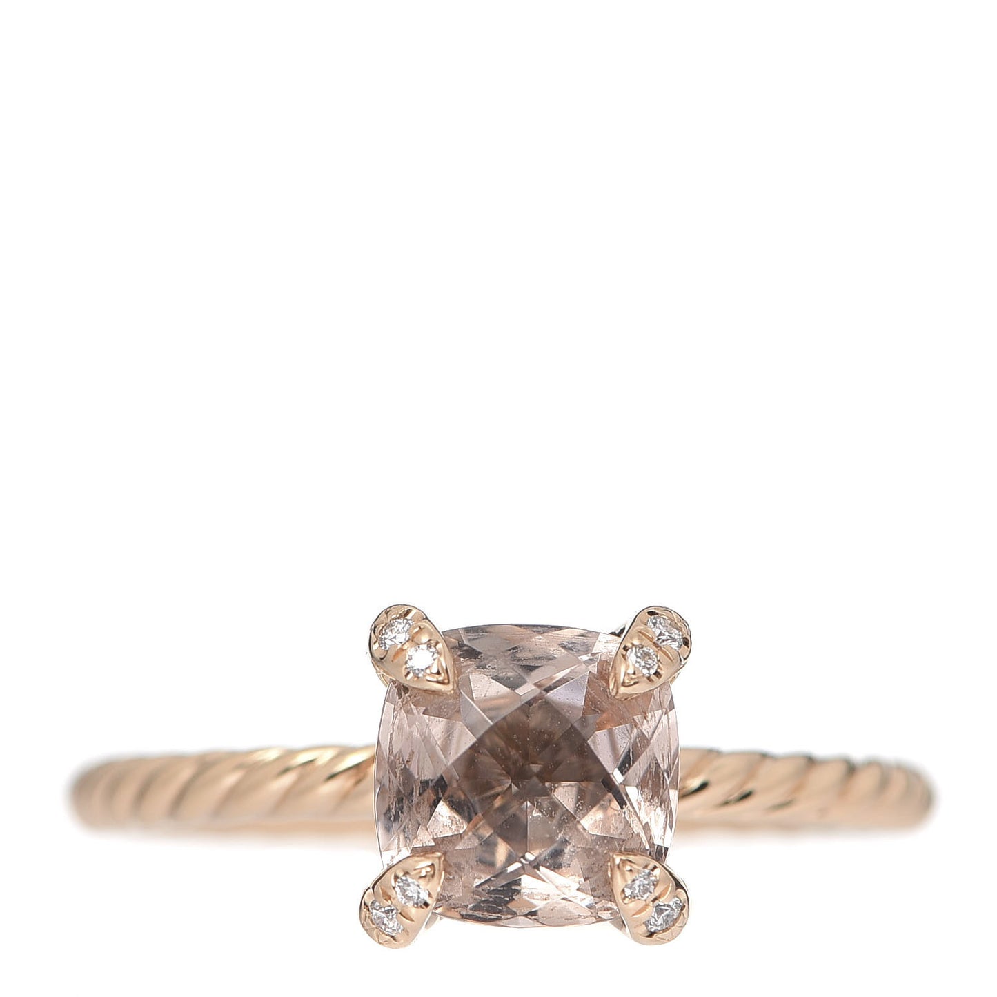 18K Rose Gold Diamond Morganite 7mm Chatelaine Ring 54 7