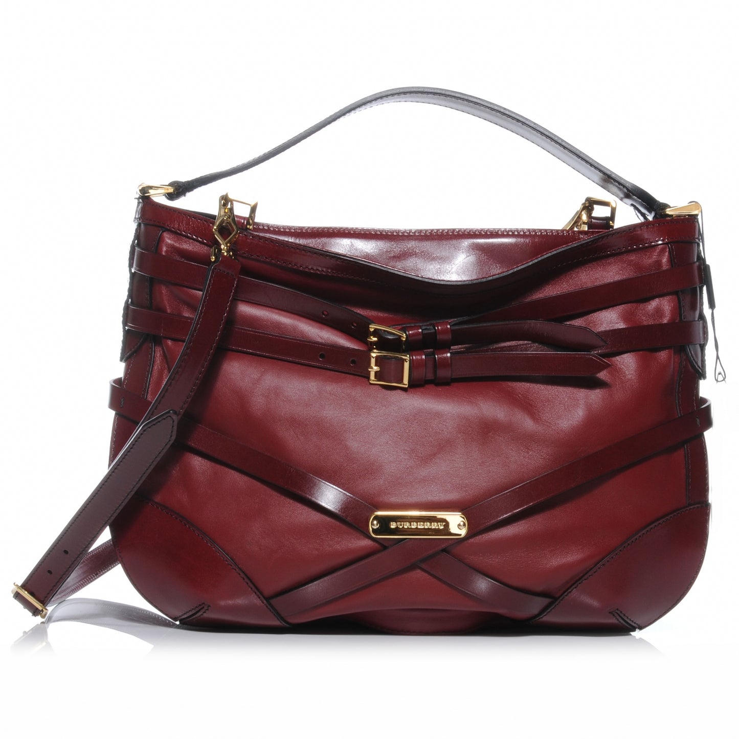 Lambskin Bridle Calfskin Small Dutton Hobo Claret Red