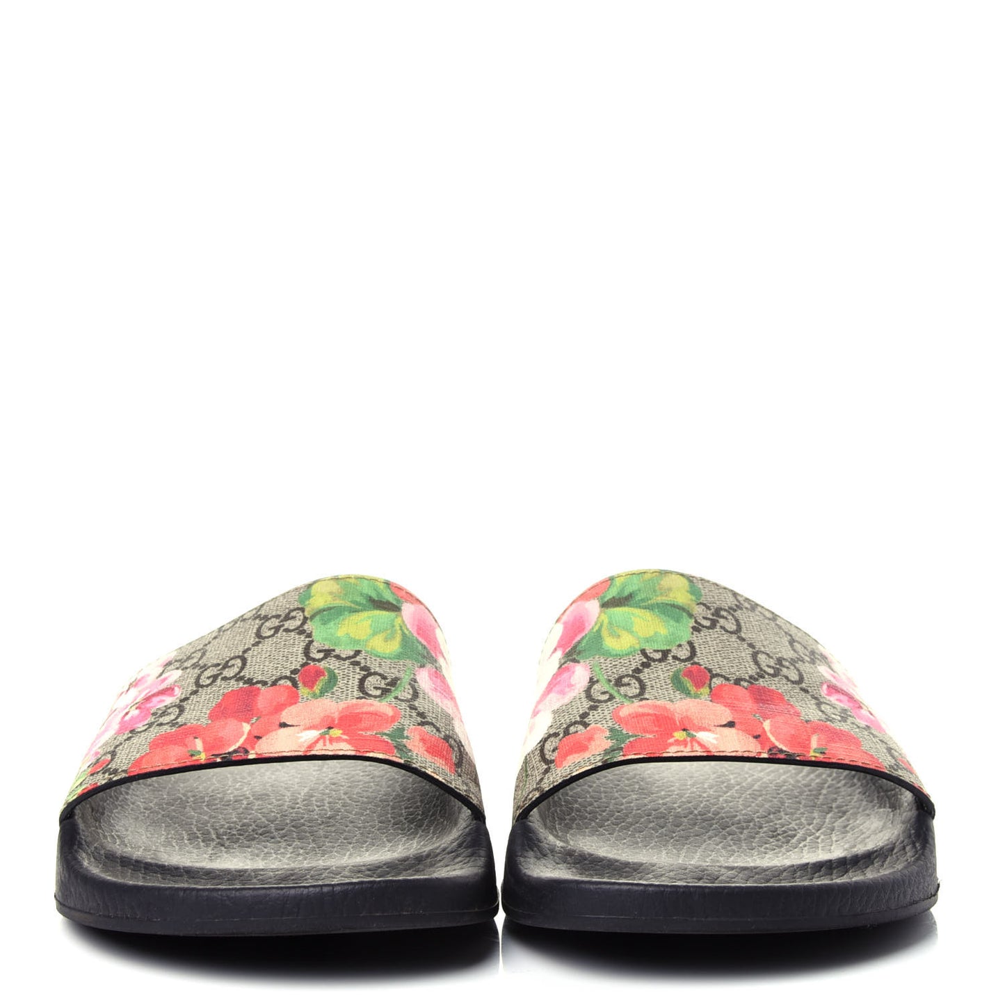 GG Supreme Monogram Blooms Slide Sandals 41 Beige Multicolor