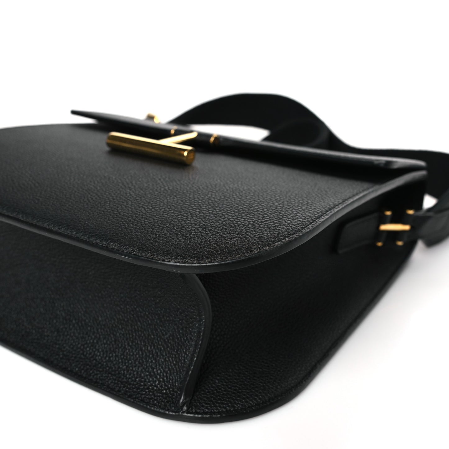 Calfskin Small T Clasp Tara Crossbody Bag Black