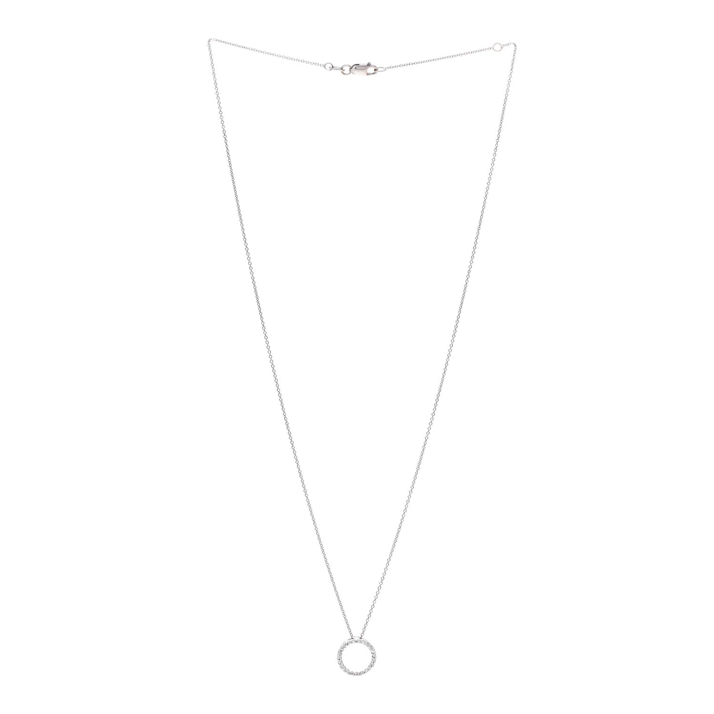 18K White Gold Diamond Small Tiny Treasures Circle Pendant Necklace