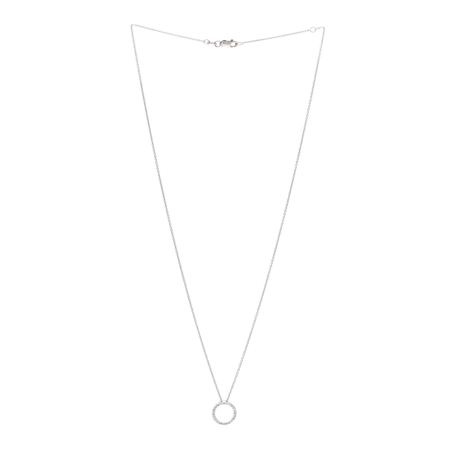 Roberto Coin 18K White Gold Diamond Small Tiny Treasures Circle Pendant Necklace 3 of 6
