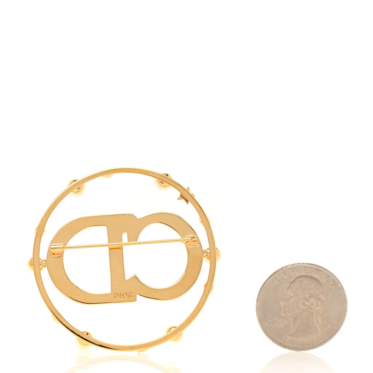 Christian Dior Crystal Pearl Clair D Lune Brooch Gold 2 of 4