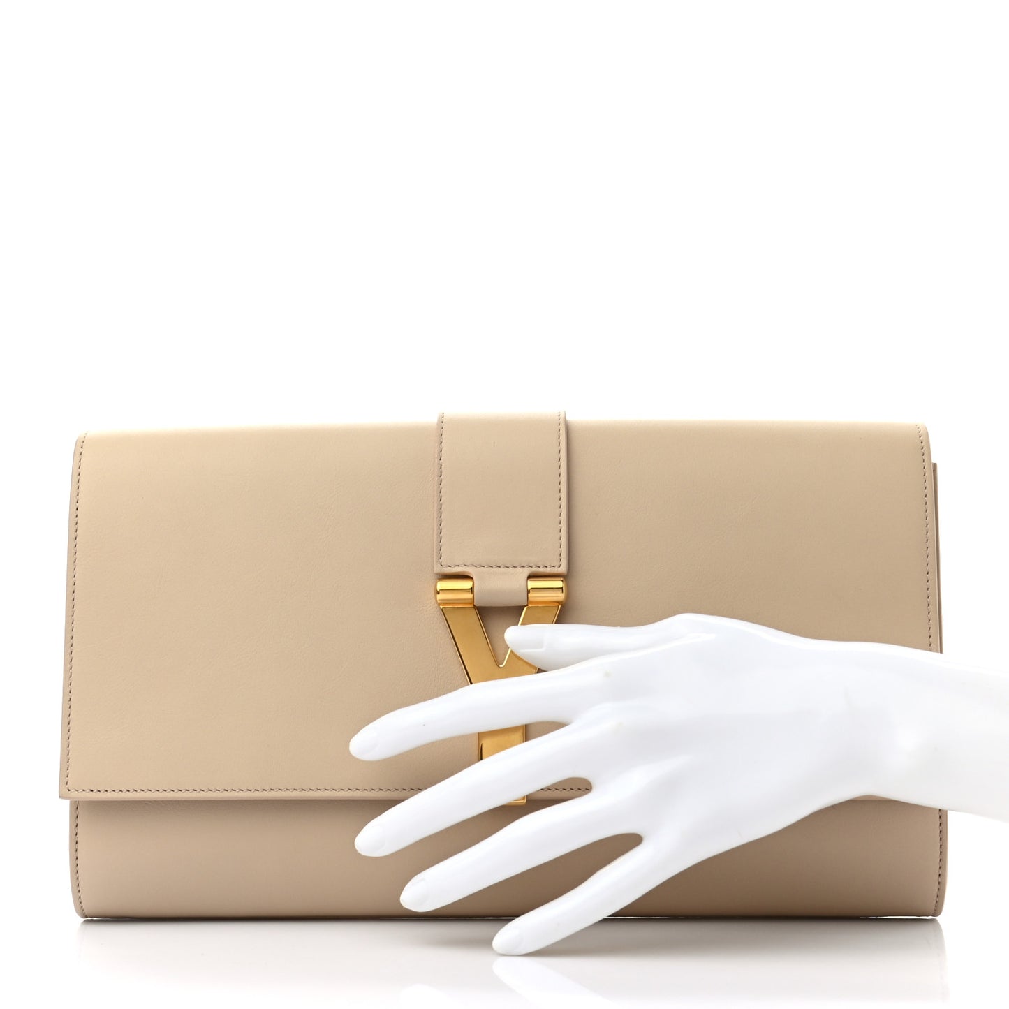 Calfskin Classic Y Ligne Clutch Light Beige