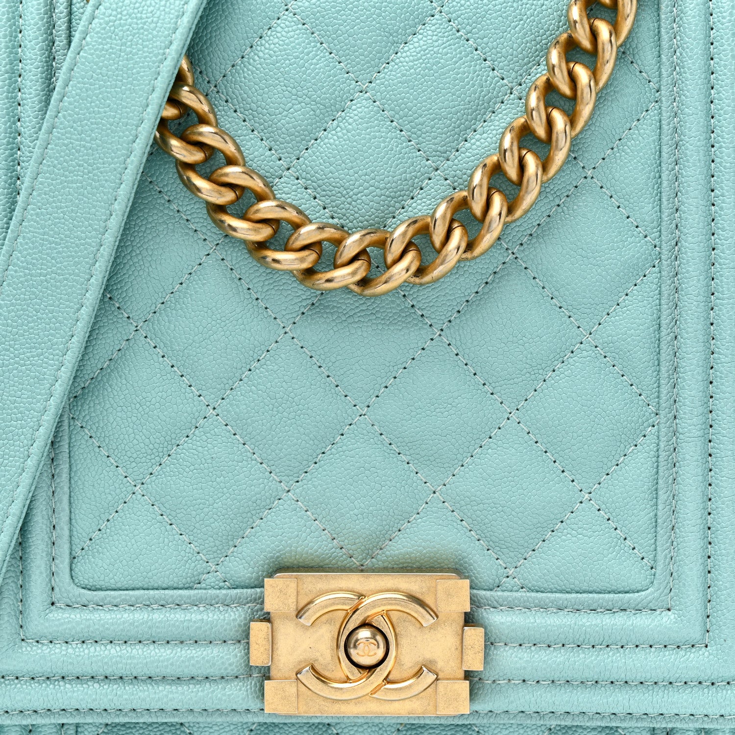 Chanel Caviar Quilted North South Boy Flap Light Blue 8 of 10