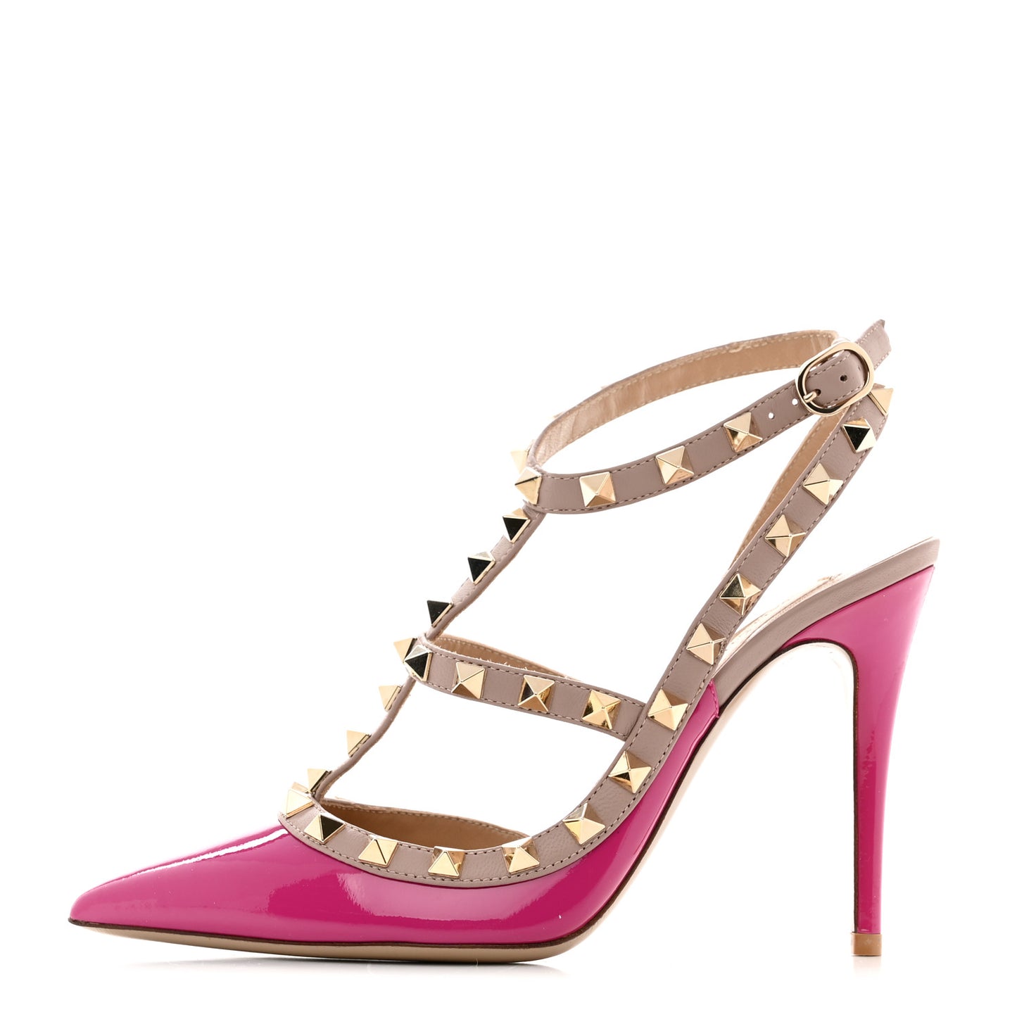 Patent Nappa Rockstud Ankle Strap 100mm Pumps 36 Fuxia Poudre