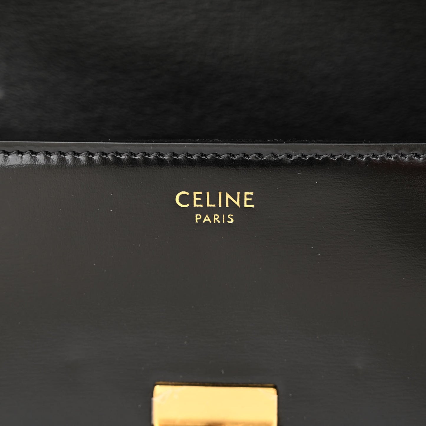 Shiny Calfskin Triomphe Shoulder Bag Black