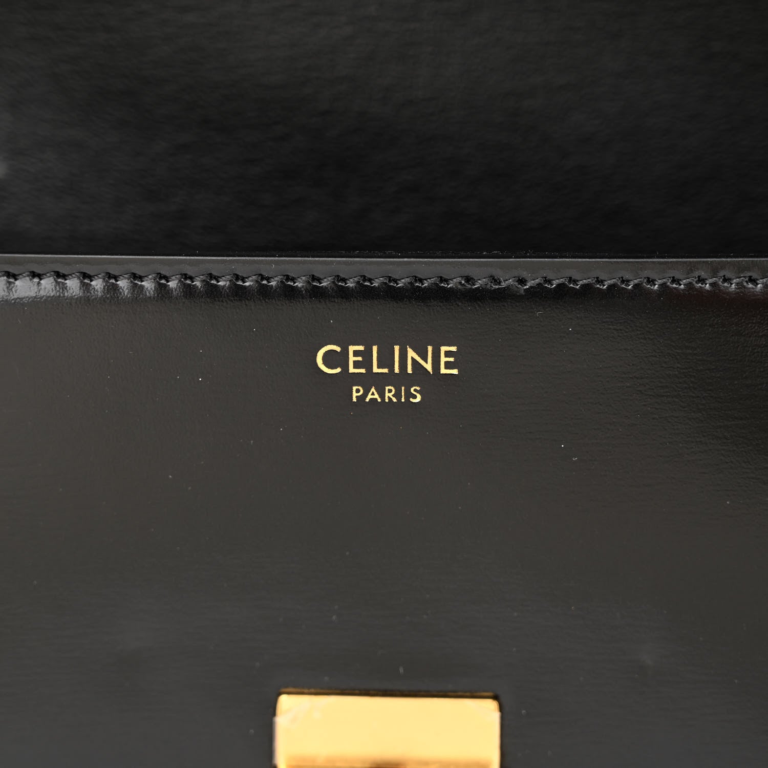 Celine Shiny Calfskin Triomphe Shoulder Bag Black 6 of 16
