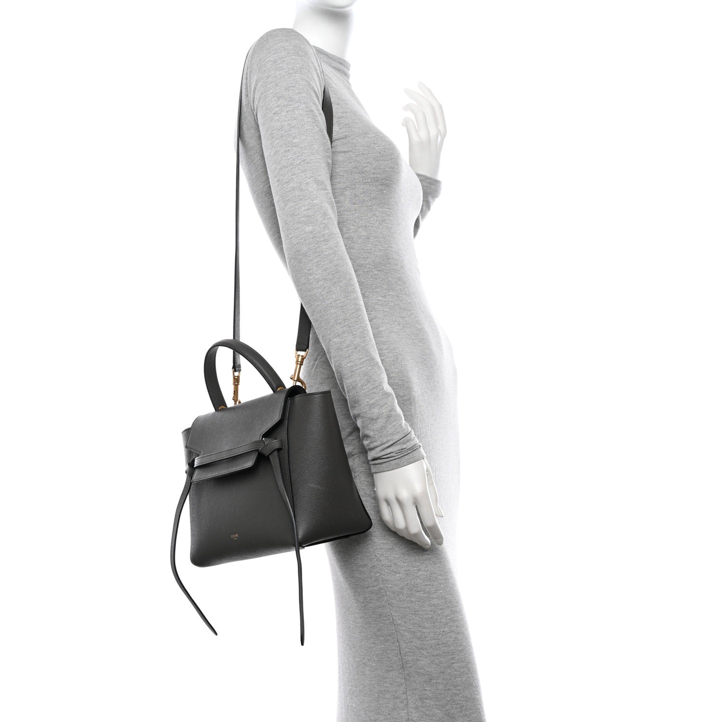 Grained Calfskin Micro Belt Bag Grey