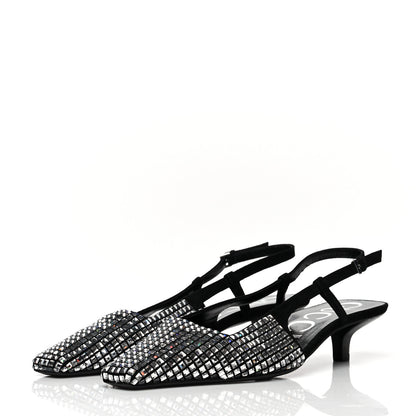 Gucci Crystal Kid Scamosciato Square G 35mm Slingback Pumps 38 Black 3 of 7