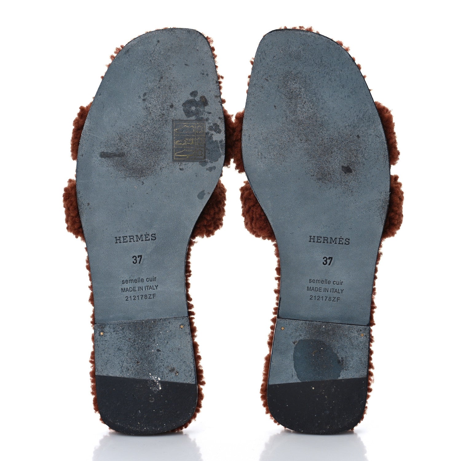 Hermes Woolskin Oran Sandals 37 Cognac 5 of 8