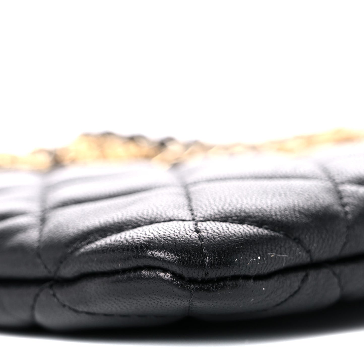 Lambskin Quilted Egyptian Amulet Zipped Pouch Black