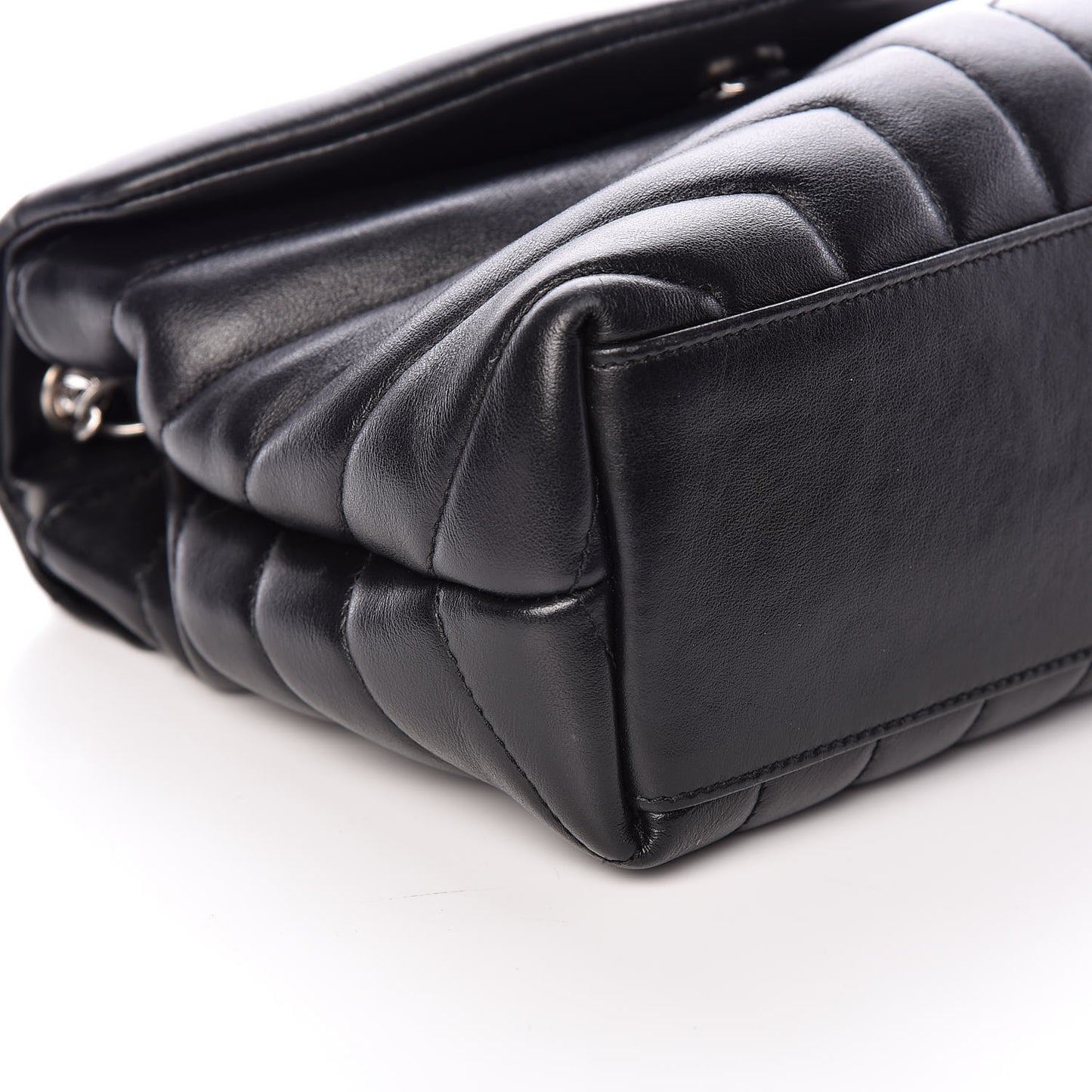 Calfskin Y Quilted Monogram Small Loulou Chain Satchel Black