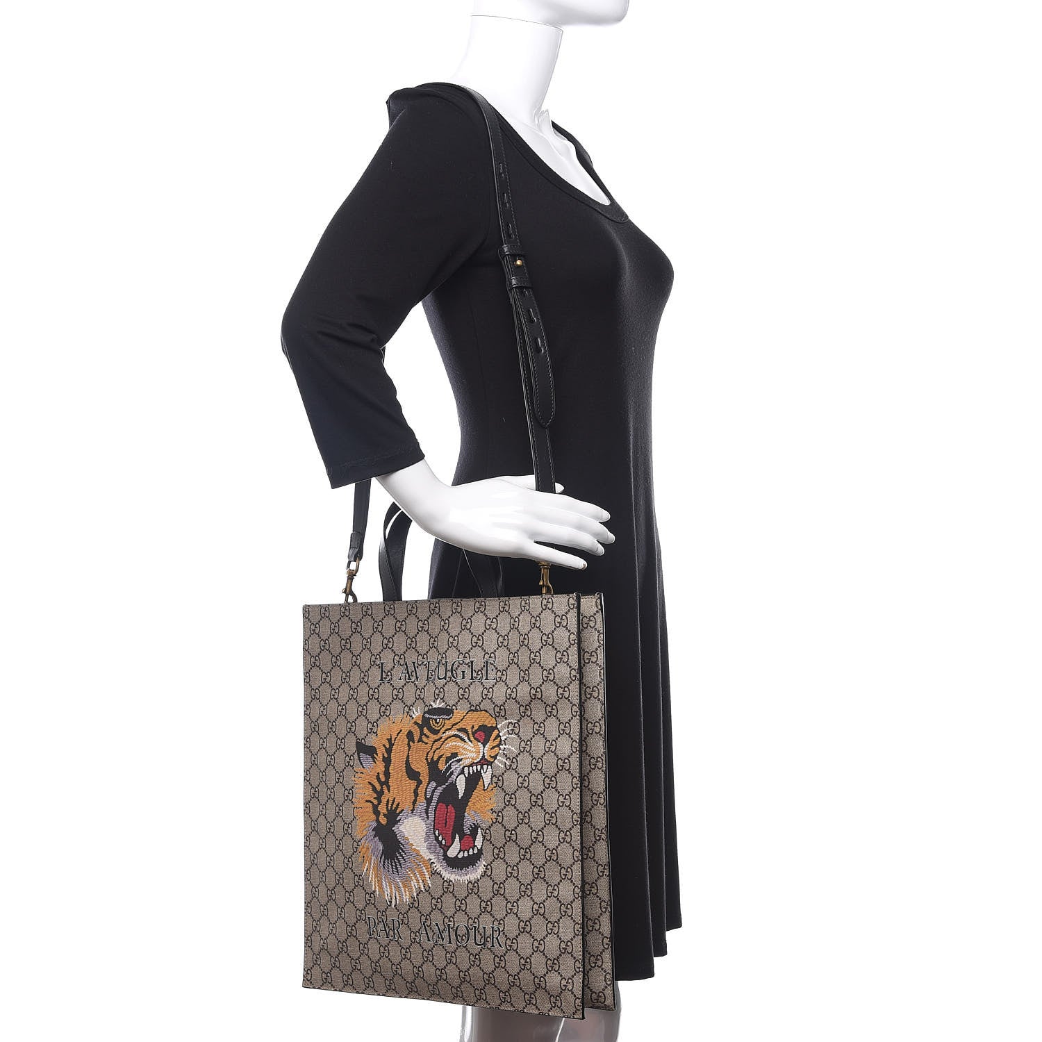 Gucci GG Supreme Monogram L'Aveugle Par Amour Print Vertical Tote Black 2 of 11