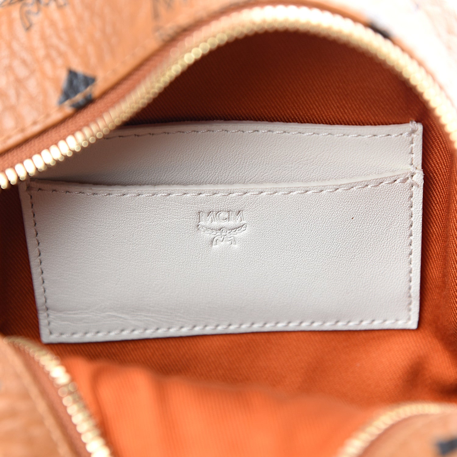 MCM Visetos X-Mini Stark Backpack Cognac White 5 of 9