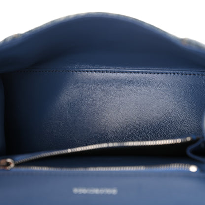 Balenciaga Denim BB Monogram Small Hourglass Top Handle Bag Blue 5 of 13