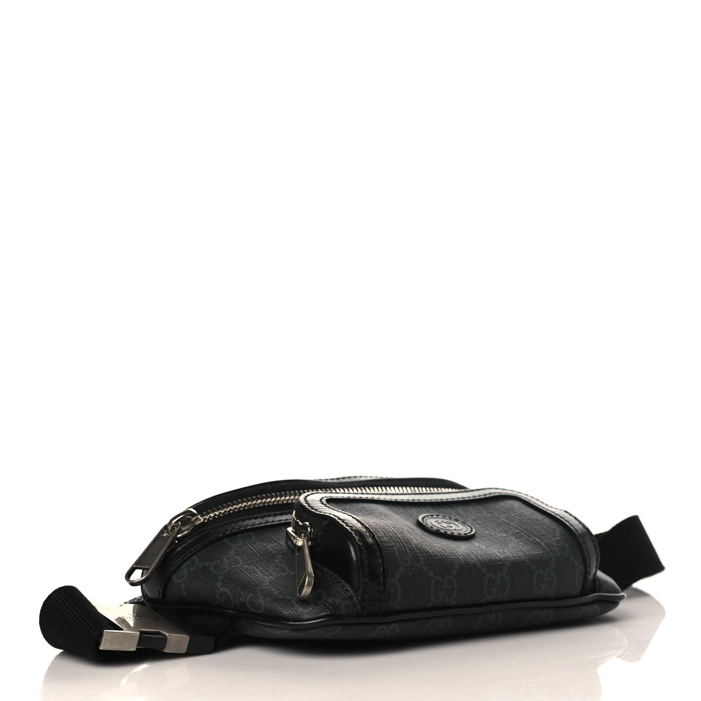 GG Supreme Monogram Textured Calfskin Retro Interlocking G Belt Bag Black