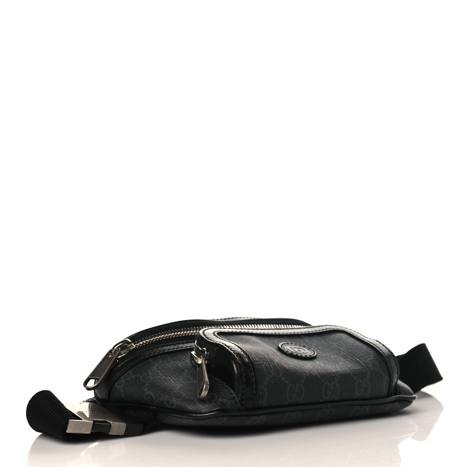 Gucci GG Supreme Monogram Textured Calfskin Retro Interlocking G Belt Bag Black 3 of 7