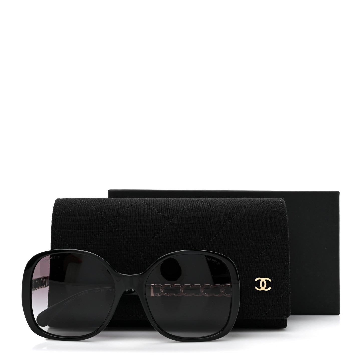 Acetate Chain Sunglasses 5470-Q-A Black