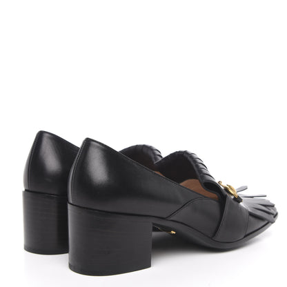 Gucci Malaga Kid Polly Kiltie Fringe 55mm Loafer Pumps 38 Black 4 of 9