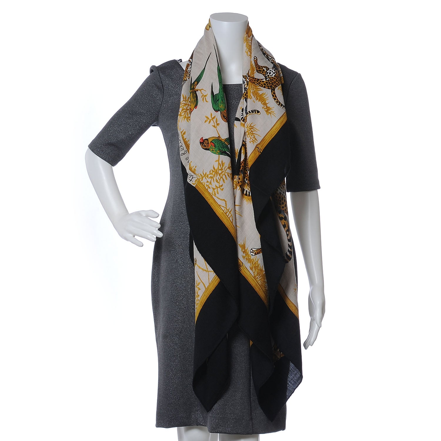 Hermes Cashmere Silk Tendresse Feline Shawl 140 3 of 8