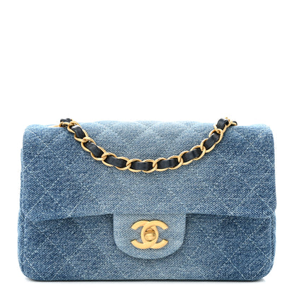 Chanel Washed Denim Quilted Mini Rectangular Flap Blue 1 of 11