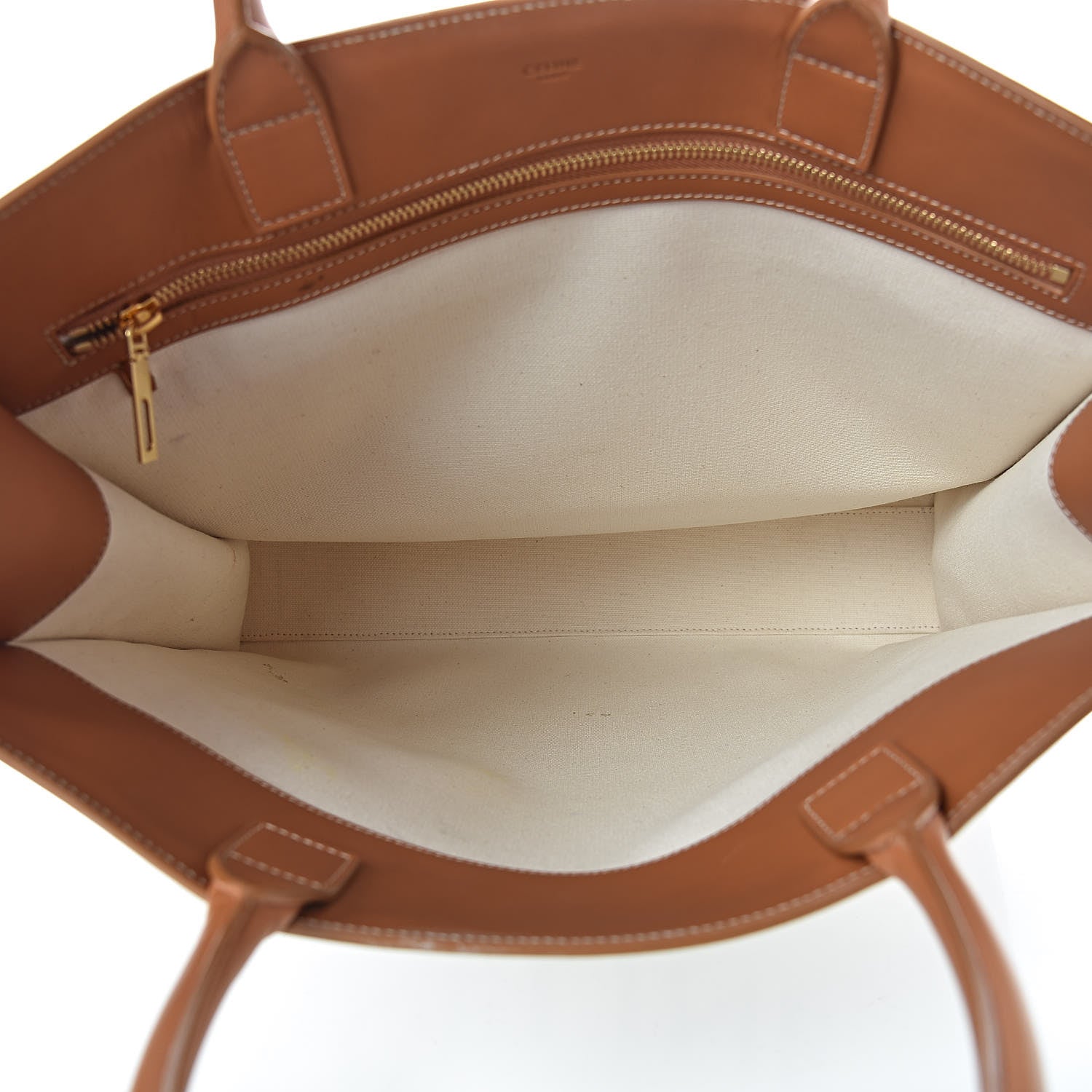 Celine Canvas Calfskin Vertical Cabas Natural Tan 5 of 19