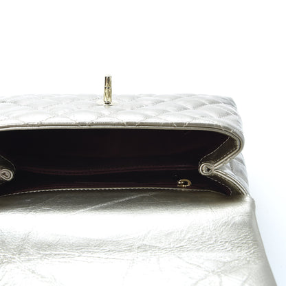 Chanel Metallic Aged Calfskin Quilted Mini Coco Handle Flap Silver 4 of 10