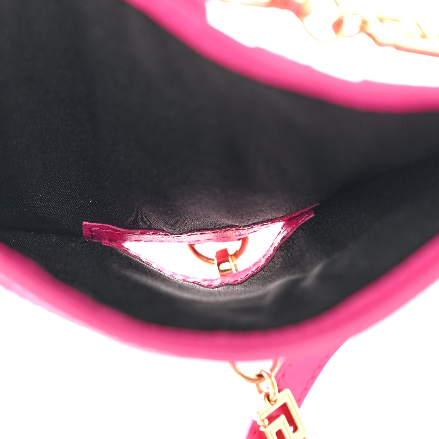 Calfskin Greca Goddess Chain Wallet Pink