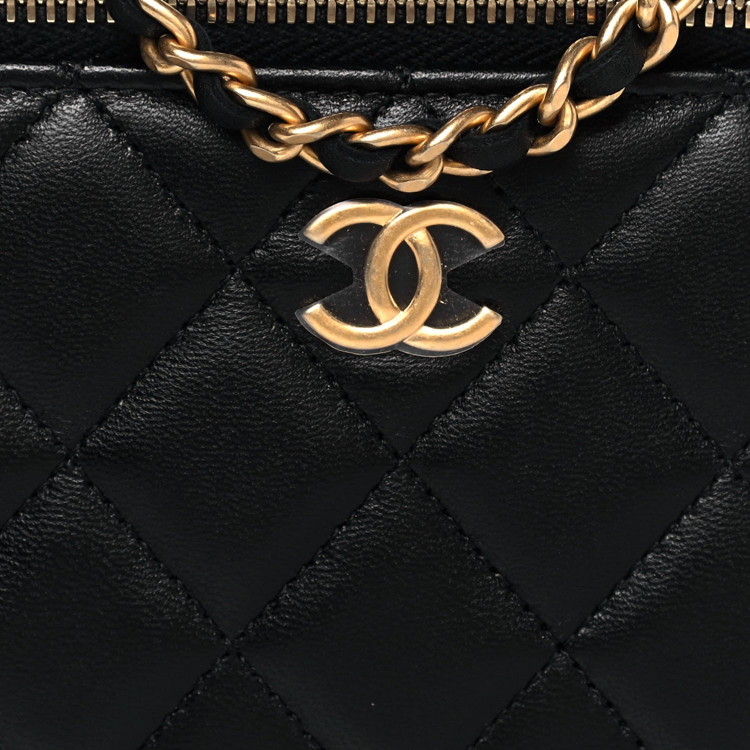 Chanel Lambskin Quilted Small Top Handle Vanity Case With Chain Black 8 of 14