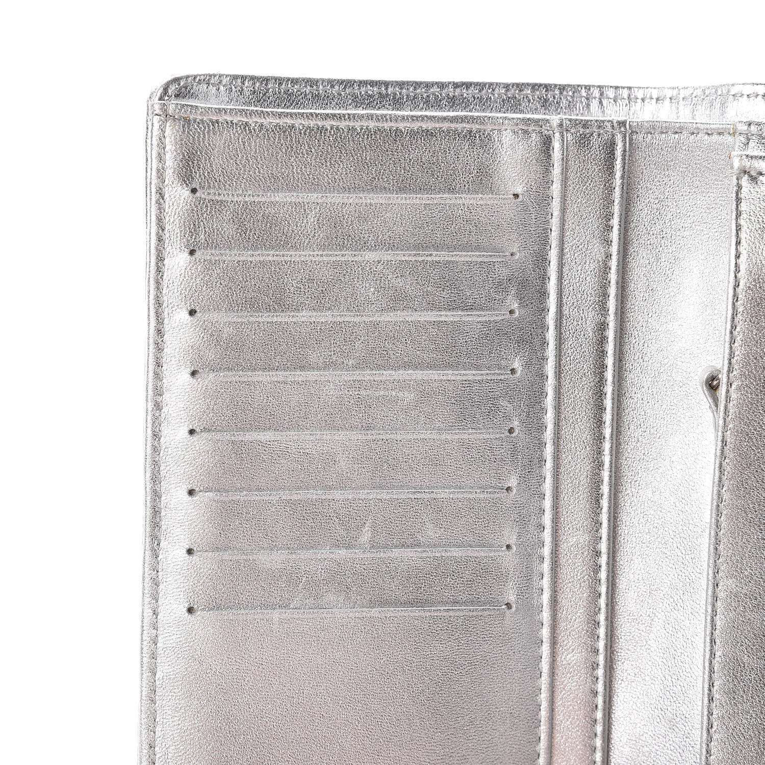 Chanel Metallic Lambskin Quilted Yen Wallet Silver 10 of 19