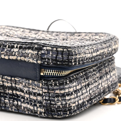 Chanel Tweed Snakeskin Quilted Medium CC Filigree Vanity Case Dark Navy 10 of 10