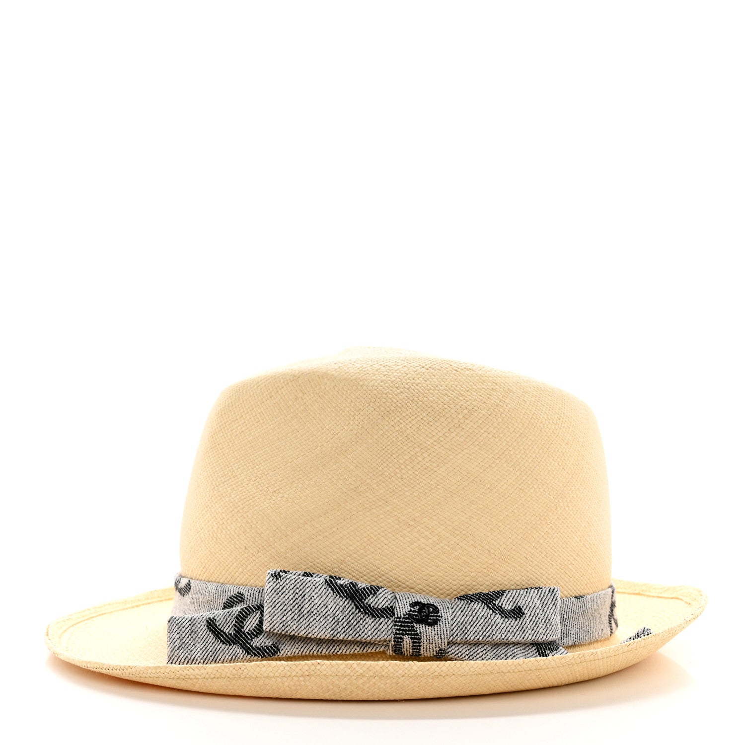 Chanel Straw CC Fedora Hat M Beige 6 of 12