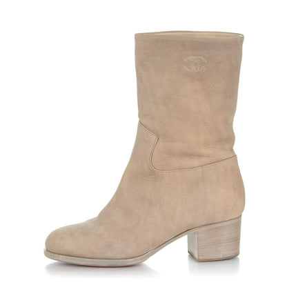 Chanel Nubuck CC Short Boots 37 Grey 1 of 8