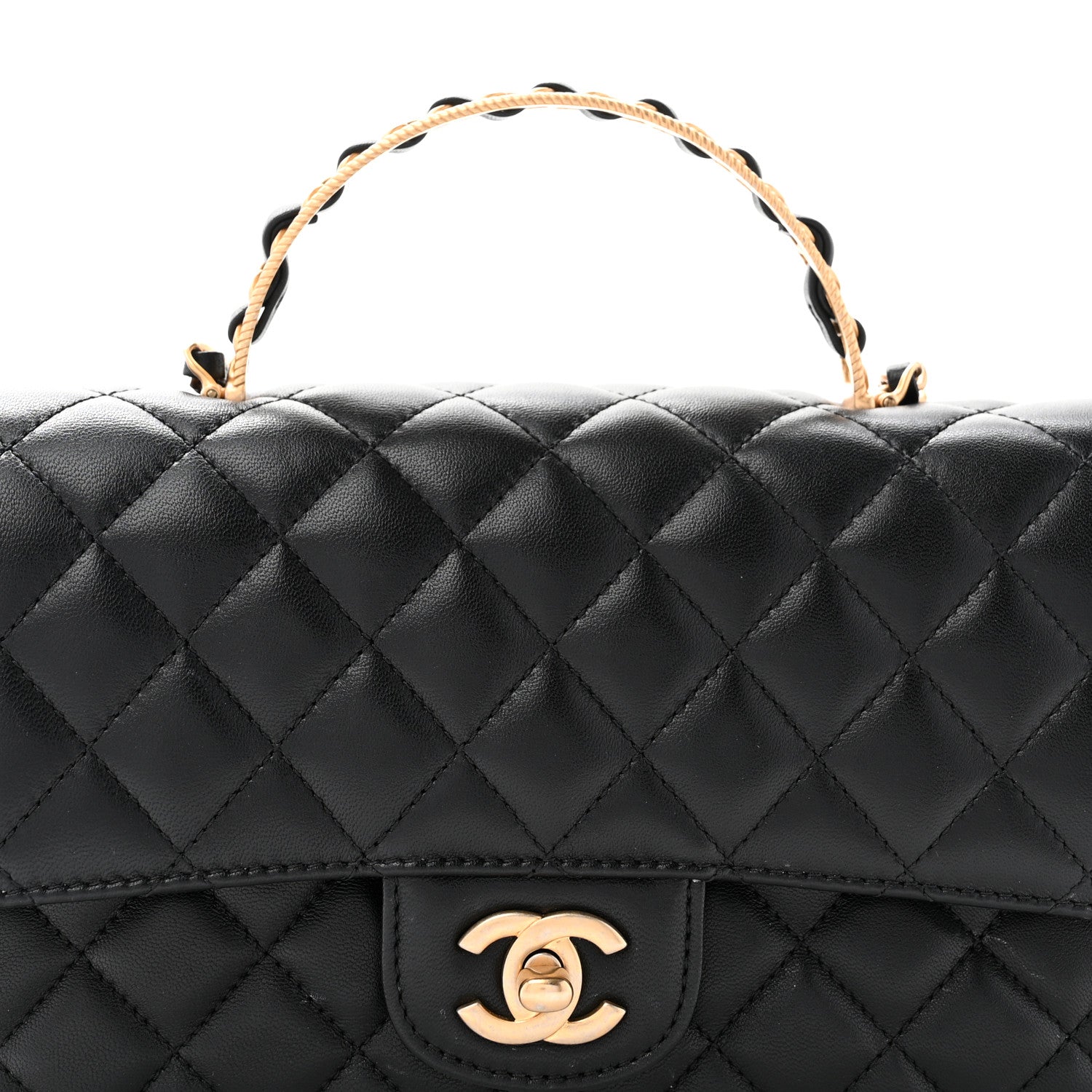 Chanel Lambskin Quilted Small Metal Top Handle Flap Black 8 of 10
