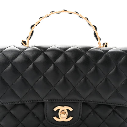 Chanel Lambskin Quilted Small Metal Top Handle Flap Black 8 of 10