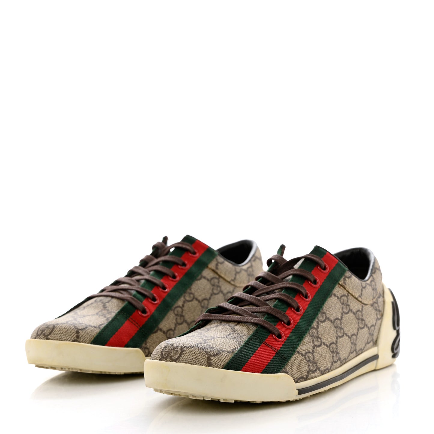 GG Monogram Web Womens Script Sneakers 38.5 Brown