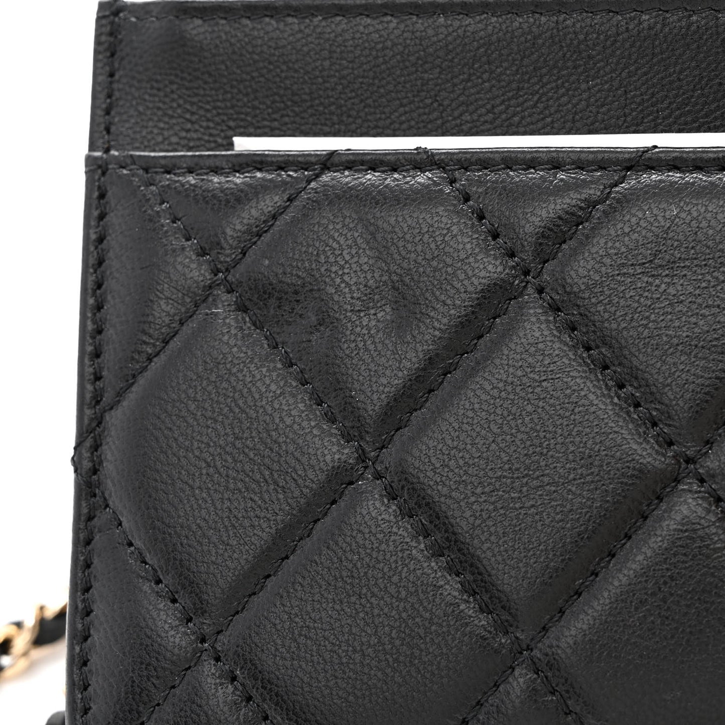 Goatskin Quilted Timeless CC Wallet On Chain WOC Black