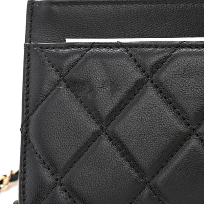 Chanel Goatskin Quilted Timeless CC Wallet On Chain WOC Black 12 of 13