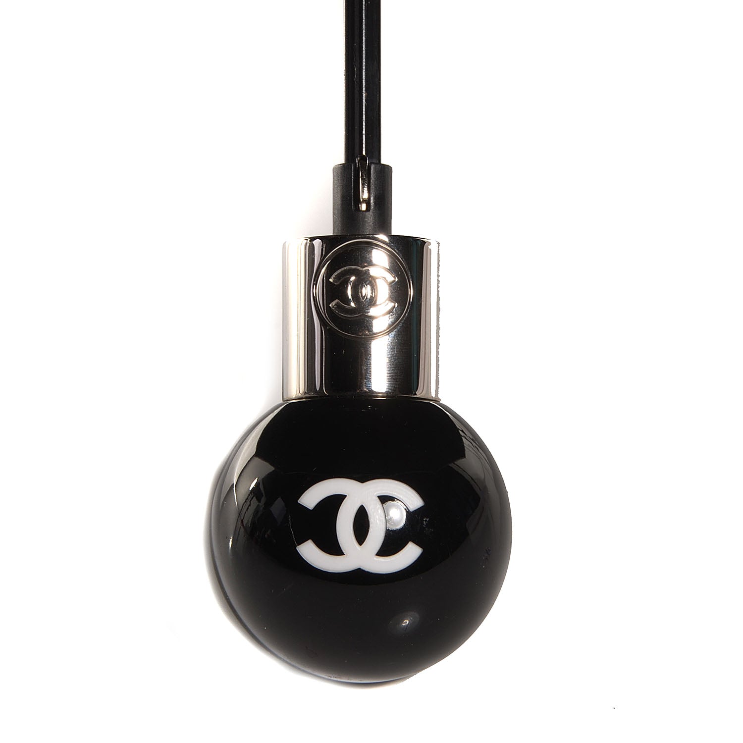Chanel Nylon Large Umbrella with Crossbody Quilted Nylon Chain Pouch Black 5 of 11